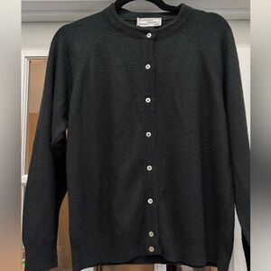 VTG Designers Originals Black Acrylic Button Front Cardigan Sweater Made in USA